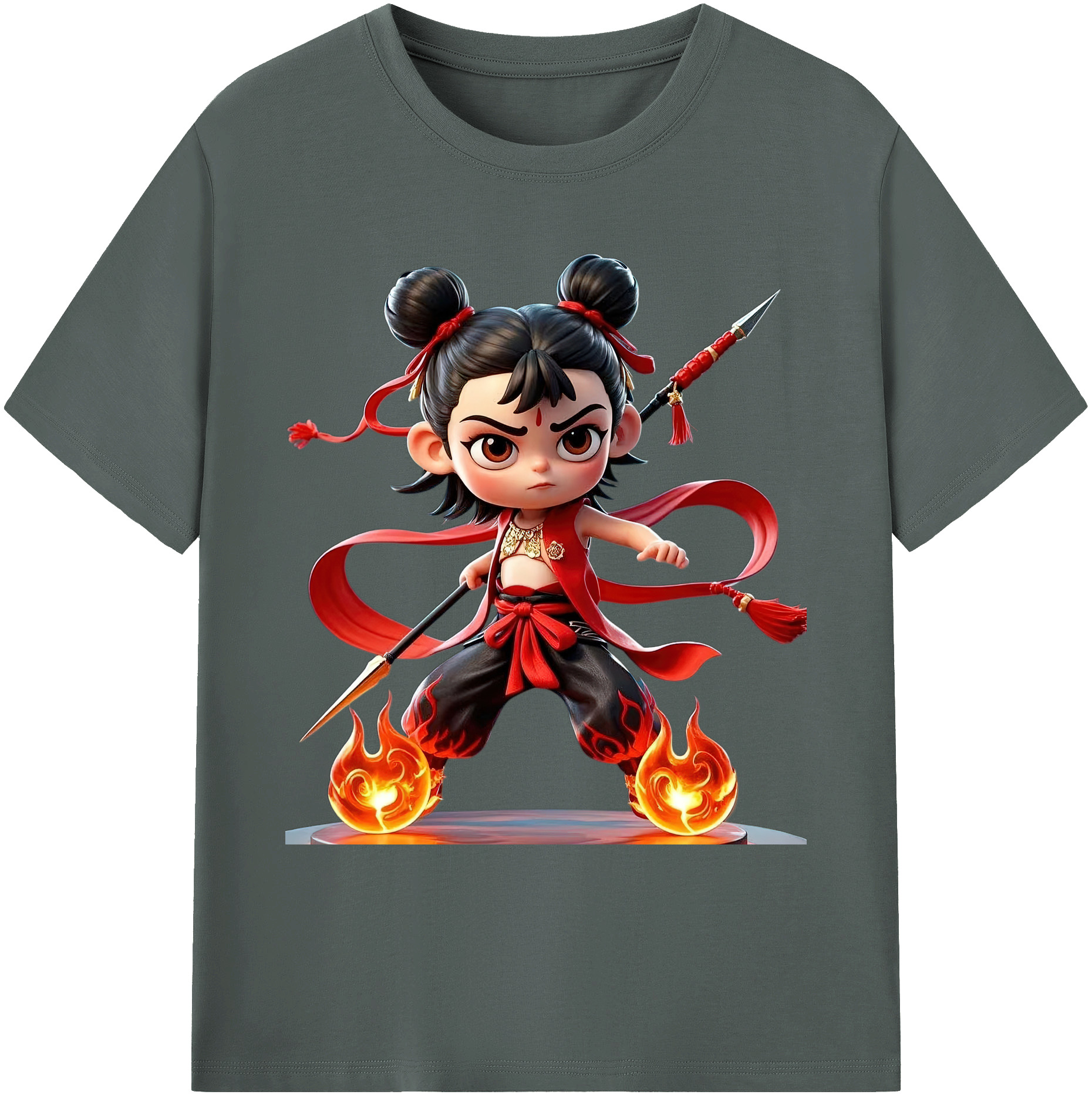 （画像用） Ne Zha 2 ナタ 魔童の大暴れ 綿100％ メンズ半袖Tシャツ｜肌触りやわらか＆通気性